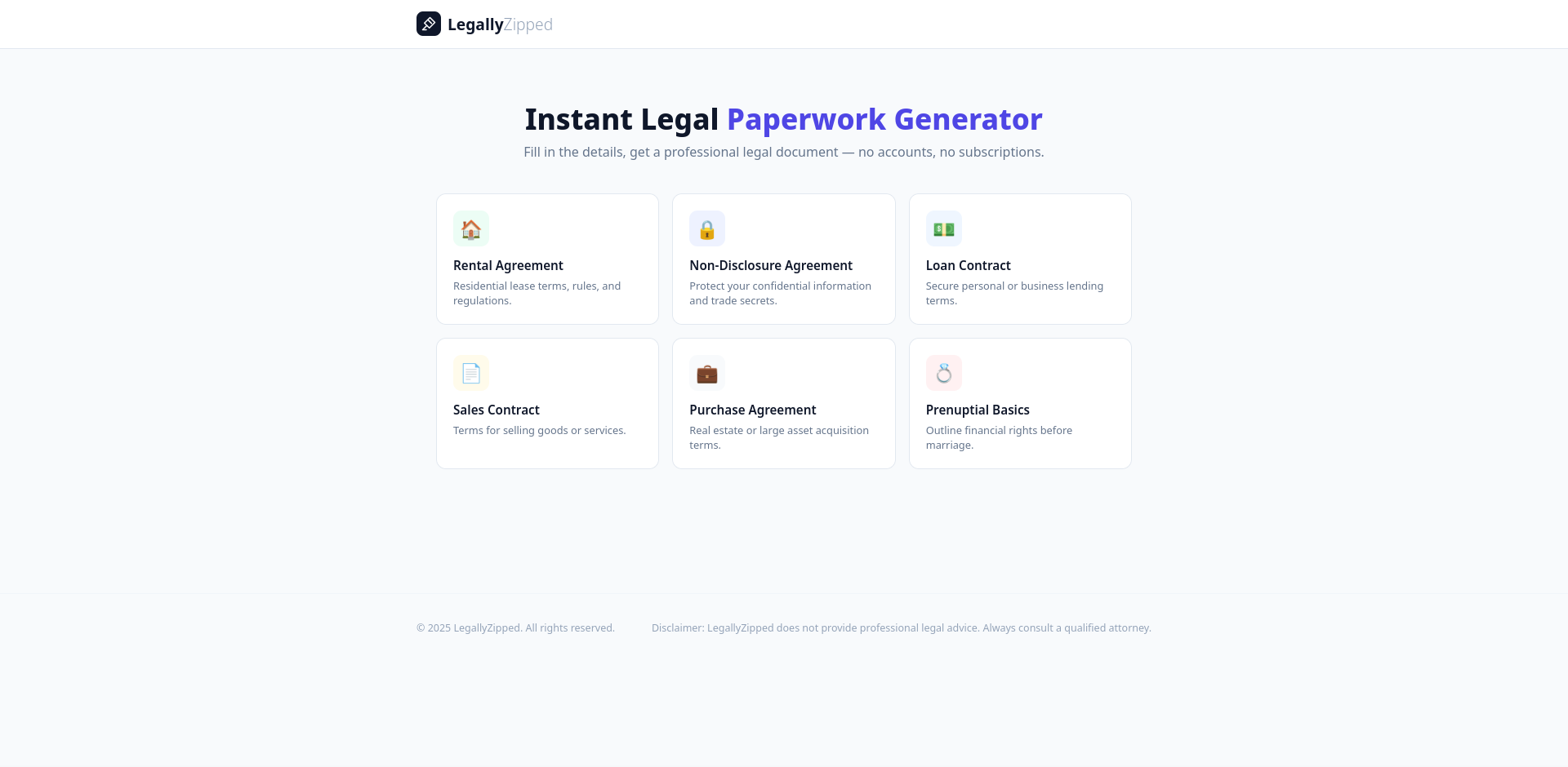 LegallyZipped website preview